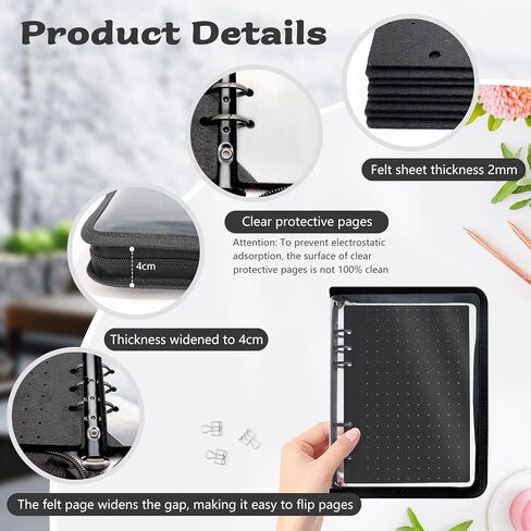 مينا دبوس الكتب كتاب الدبوس مجموعة الموثق كتاب تداول مع لوحات العرض 8 صفحات A5 Brooch PIN التخزين ألبوم الموثق لجامع السفر (أسود) in Kuwait