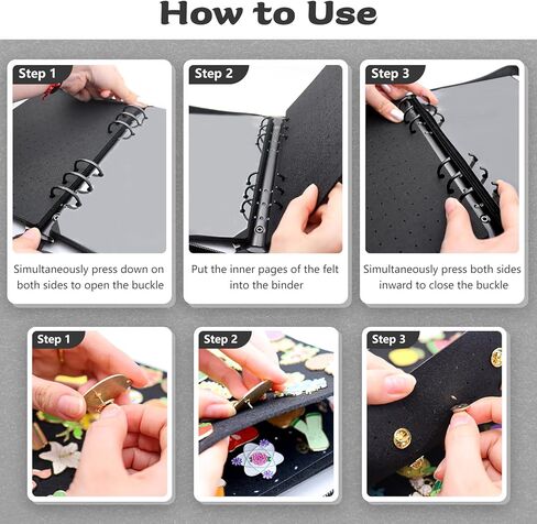 مينا دبوس الكتب كتاب الدبوس مجموعة الموثق كتاب تداول مع لوحات العرض 8 صفحات A5 Brooch PIN التخزين ألبوم الموثق لجامع السفر (أسود) in Kuwait