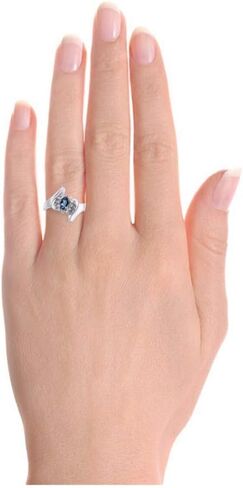 Rylos Floral Designer Ring with 6X4MM Oval Gemstone & Sparkling Diamonds in Sterling Silver- Birthstone Jewelry for Women - Available in Sizes 5 to 10 Embrace Elegance! in Kuwait