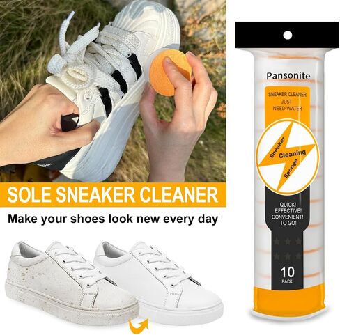 Pansonite Instant Sole and Sneaker Cleaner, Premium Dual-Sided Sponge Shoe Cleaner Perfect for Shoe Soles Cleaning (10 Pack) in Saudi Arabia