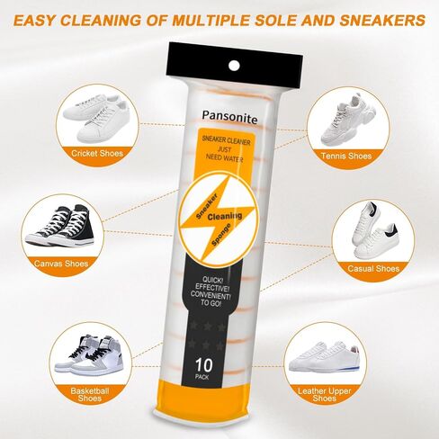 Pansonite Instant Sole and Sneaker Cleaner, Premium Dual-Sided Sponge Shoe Cleaner Perfect for Shoe Soles Cleaning (10 Pack) in Saudi Arabia