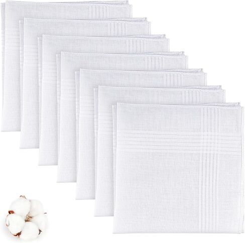 PEASUG Handkerchiefs for Men, 7 Pcs 100% Soft Cotton men's handkerchiefs, White Classic Pocket Hankies in Saudi Arabia
