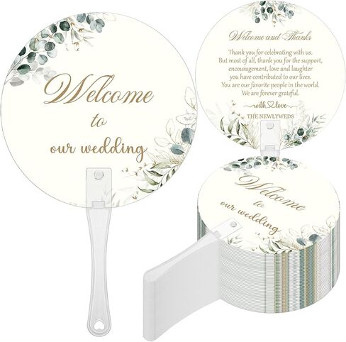 100 Pcs Wedding Fans for Guests Bulk Welcome to our Wedding Plastic Handheld Fans for Party Decor Welcome Bag Stuffers in Kuwait