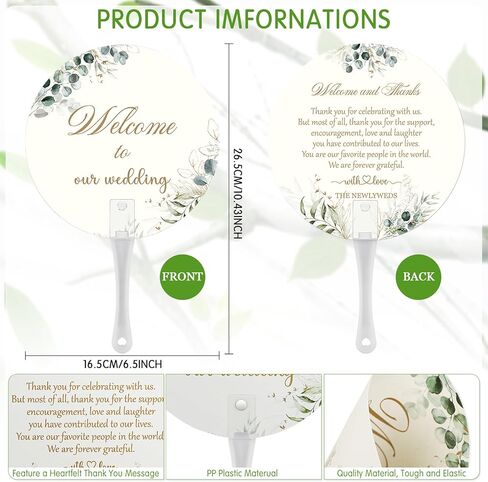 100 Pcs Wedding Fans for Guests Bulk Welcome to our Wedding Plastic Handheld Fans for Party Decor Welcome Bag Stuffers in Kuwait