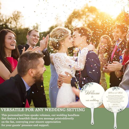 100 Pcs Wedding Fans for Guests Bulk Welcome to our Wedding Plastic Handheld Fans for Party Decor Welcome Bag Stuffers in Kuwait