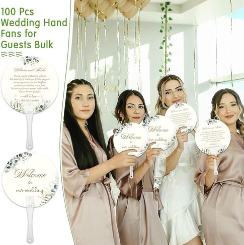100 Pcs Wedding Fans for Guests Bulk Welcome to our Wedding Plastic Handheld Fans for Party Decor Welcome Bag Stuffers in Kuwait
