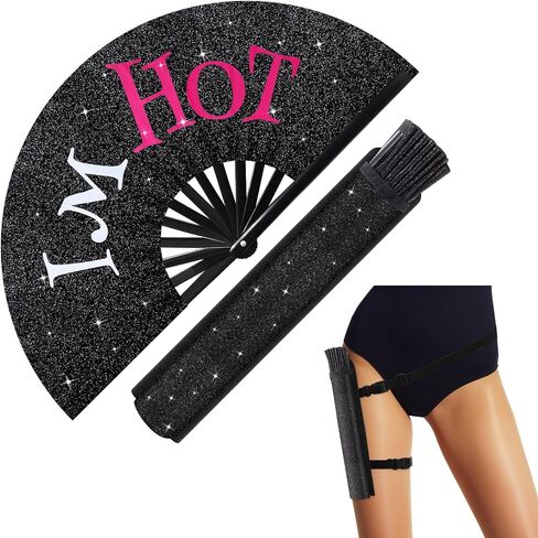 Large Rave Fan UV Glow Hand Fan with Holster for Men/women, Disco Party Favor for Edm Music Festival Club Rave Accessories(Cool Style) in Saudi Arabia
