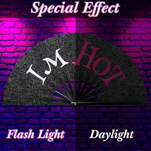 Large Rave Fan UV Glow Hand Fan with Holster for Men/women, Disco Party Favor for Edm Music Festival Club Rave Accessories(Cool Style) in Saudi Arabia