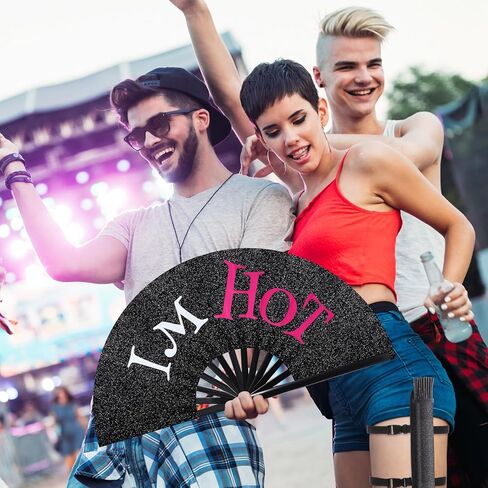 Large Rave Fan UV Glow Hand Fan with Holster for Men/women, Disco Party Favor for Edm Music Festival Club Rave Accessories(Cool Style) in Saudi Arabia