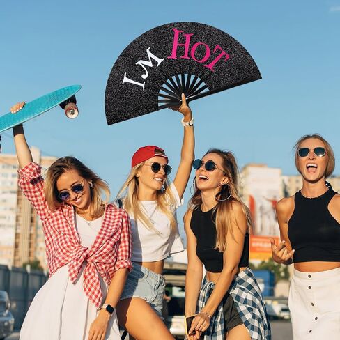 Large Rave Fan UV Glow Hand Fan with Holster for Men/women, Disco Party Favor for Edm Music Festival Club Rave Accessories(Cool Style) in Saudi Arabia