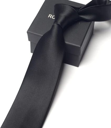 Men Black Stripe Necktie - ربطة عنق بوليستر مصنوعة يدويًا لراحة الأعمال غير الرسمية - الراحة ذات الجودة المتميزة للرجال في أي مناسبة in Saudi Arabia