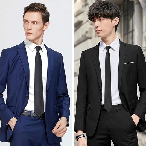 Men Black Stripe Necktie - ربطة عنق بوليستر مصنوعة يدويًا لراحة الأعمال غير الرسمية - الراحة ذات الجودة المتميزة للرجال في أي مناسبة in Saudi Arabia