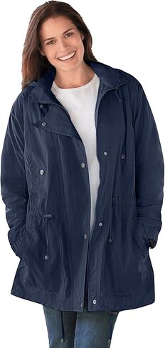 Woman Within Plus Size Taslon Anorak Jacket With Removable Fleece Lining in Kuwait
