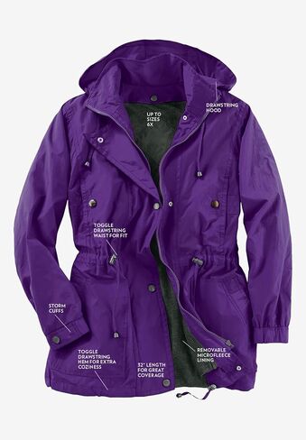 Woman Within Plus Size Taslon Anorak Jacket With Removable Fleece Lining in Kuwait