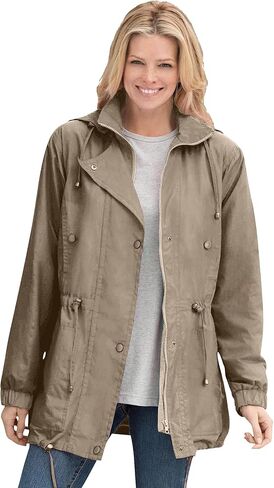 Woman Within Plus Size Fleece-Lined Taslon Anorak in Kuwait