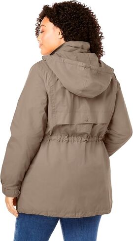 Woman Within Plus Size Fleece-Lined Taslon Anorak in Kuwait