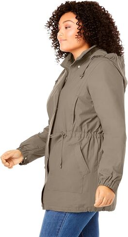 Woman Within Plus Size Fleece-Lined Taslon Anorak in Kuwait