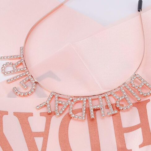 AOPRIE Birthday Girl Crown for Women with Sash Rose Gold Tiara for Women Headband Princess Crown Rhinestone Happy Birthday Accessories in Saudi Arabia