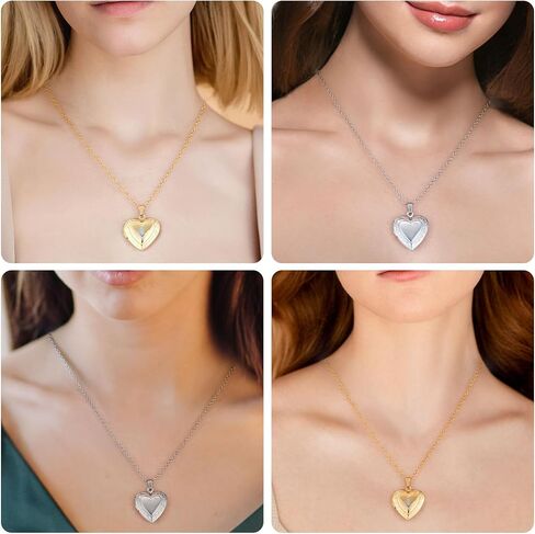 EasyCosy مخصص مخصص قلادة Locket للنساء ، قلادة قلب من الفولاذ المقاوم للصدأ تحمل الصور ، سلسلة 20 بوصة ، هدية قلادة صور مخصصة لصديقة ، زوجة ، أمي ، الجدة in Saudi Arabia