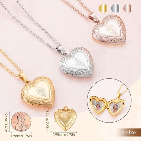 EasyCosy مخصص مخصص قلادة Locket للنساء ، قلادة قلب من الفولاذ المقاوم للصدأ تحمل الصور ، سلسلة 20 بوصة ، هدية قلادة صور مخصصة لصديقة ، زوجة ، أمي ، الجدة in Saudi Arabia