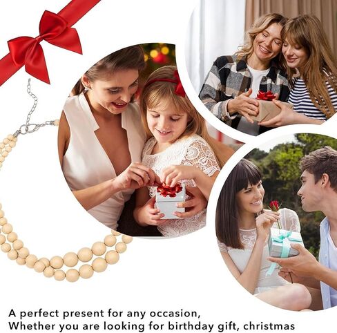 Shop LC Wood Mix Stainless Steel Double Row Beaded Necklace for Women Jewelry Size 18" Birthday Gifts for Women in Saudi Arabia