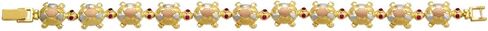 14K Tricolor Gold Fancy 11 Turtle Bracelet – Nice Red CZ Women Fancy jewelry Gift – Size 7 Inches in Saudi Arabia