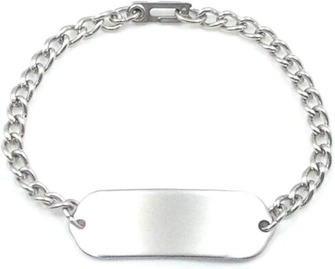 Plain ID Bracelet IDB-01SH - with Sister Hook Clasp - Stainless Steel - Personalized Engraving - Customized Bracelet Length - Child, Youth or Adult in Saudi Arabia