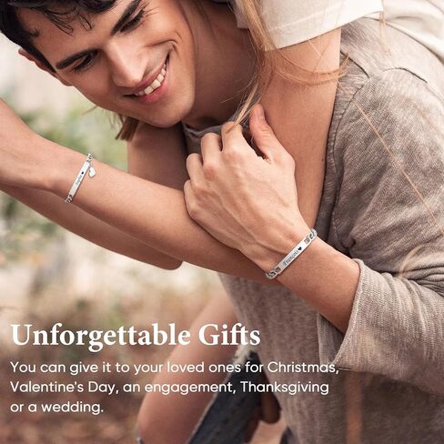 Personalized Matching Bracelet for Couple - Free Engraving Custom Couples Bracelets,Hypoallergenic Adjustable Stainless Steel Long Distance Relationship Jewelry,Promise Bracelet Gifts for Him and Her in Kuwait
