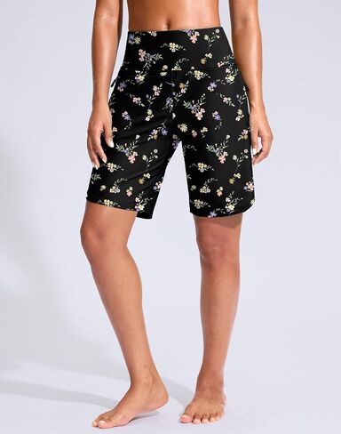 G Gradual Women's 9" Long Swim Board Shorts with Zipper Pockets High Waisted Knee Length Beach Swimming Shorts with Liner in Kuwait