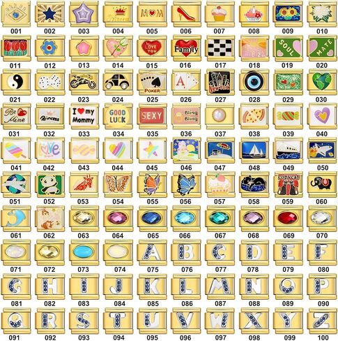 Custom Italian Charm Bracelet Gold - 6.75" Stainless Steel Modular Link with Tool, Personalized with 10 Charms - Classic Gold for Women & Men, DIY Gift in Saudi Arabia