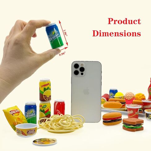Pretend Play Kitchen Food Set for Kids Hamburger Fries Noodles Drink with Tray Playset,Play House Kitchen Accessories Role Toys Birthday Gifts for Boys Girls 3 4 5 Yrs (31Pcs Hamburger Chips) in Kuwait