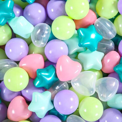 STARBOLO Ball Pit Balls Play Balls for Toddlers -100 pcs Balls Stars and Hearts for Kids Playpen BPA Free Crush Proof Plastic Balls for Baby Pool Party Banner, DIY Friendship Bracelet in Kuwait