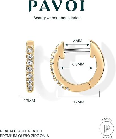 Pavoi 14k الذهب مطلي بالزركونيا الكاف آيكس عشيق Huggie in Kuwait
