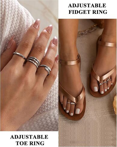 Besteel Toe Rings for Women 14K Gold Filled Simple Hug CZ Triple Open Band Rings Trendy Silver Gold Adjustable Toe Rings Summer Beach Foot Jewelry for Women in Saudi Arabia