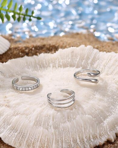 Besteel Toe Rings for Women 14K Gold Filled Simple Hug CZ Triple Open Band Rings Trendy Silver Gold Adjustable Toe Rings Summer Beach Foot Jewelry for Women in Saudi Arabia