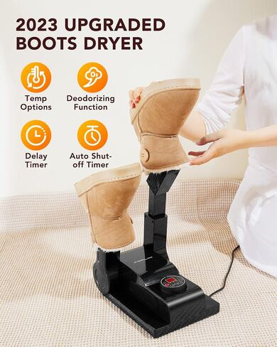 FORLIM Boot Dryer for Work Boots, Shoe Dryer with Heat Blower, Glove Dryer & Boot Warmer - 180° Adjustable Dry Rack - Telescopic Bendable Dry Ports - Intelligent Timer - Black in Saudi Arabia