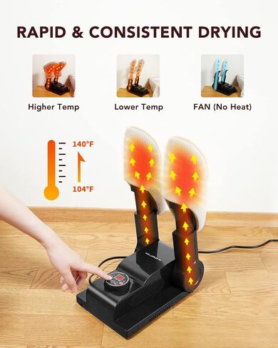 FORLIM Boot Dryer for Work Boots, Shoe Dryer with Heat Blower, Glove Dryer & Boot Warmer - 180° Adjustable Dry Rack - Telescopic Bendable Dry Ports - Intelligent Timer - Black in Saudi Arabia