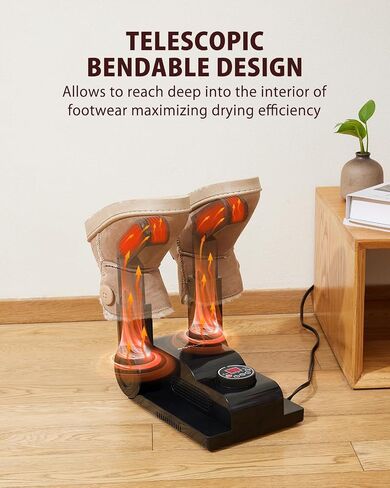 FORLIM Boot Dryer for Work Boots, Shoe Dryer with Heat Blower, Glove Dryer & Boot Warmer - 180° Adjustable Dry Rack - Telescopic Bendable Dry Ports - Intelligent Timer - Black in Saudi Arabia