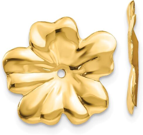 14K Solid Yellow Gold Flower Earring Jackets for Studs in Saudi Arabia