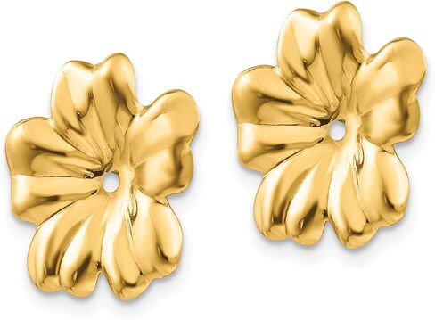 14K Solid Yellow Gold Flower Earring Jackets for Studs in Saudi Arabia