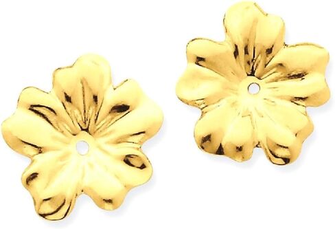 14K Solid Yellow Gold Flower Earring Jackets for Studs in Saudi Arabia