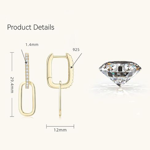 14K Solid Gold over S925 Silver 0.16 Carat Diamond Earrings, Round Cut Double-Ring Hoop Earrings for Women, Luxurious Design, Tassel Ear Adornments in Saudi Arabia