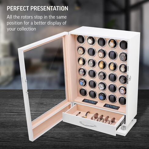 30 Watch Winder with Fingerprint Lock and Large Storage Drawer (White) in Saudi Arabia