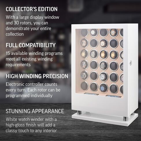 30 Watch Winder with Fingerprint Lock and Large Storage Drawer (White) in Saudi Arabia