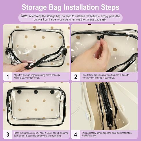 6PCS Compatible with Original Medium and Large Bogg Bag,Phone Holder for Inside and Outside of Bogg Bag Accessories,PVC Insert Bags,Hooks,and Keychain(White) in Saudi Arabia