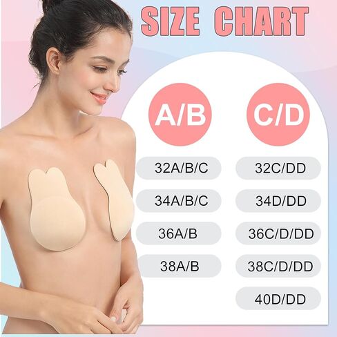 Summer Bunny Ears Breast Lift Stickers Thin Breathable Anti-Exposure Lifting Nipple Stickers Suitable for Backless Dresses with Small Nipple Stickers (C&D Cup) in Saudi Arabia
