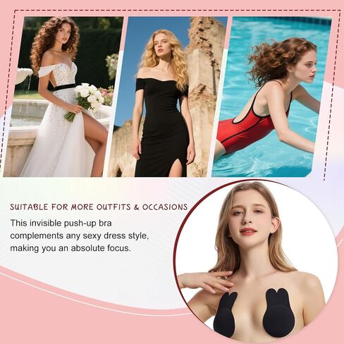 Summer Bunny Ears Breast Lift Stickers Thin Breathable Anti-Exposure Lifting Nipple Stickers Suitable for Backless Dresses with Small Nipple Stickers (C&D Cup) in Saudi Arabia