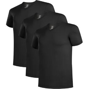 BAMBOO COOL Men’s Undershirts Slim Fit V-Neck/Crewneck, Moisture-Wicking T-Shirts Soft Stretch White Tees for Men, 3 Pack