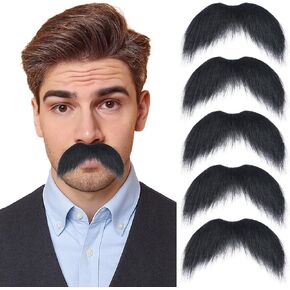 Yan Dream 5pcs/Pack Fake Mustache for Men Classic Halloween Self Adhesive Fake Beard Novelty Stick On Fake Mustaches