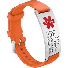 Custom Engraving Medical Alert Bracelet for Women,Personalized Seniors' Silicone Allergy Alert Information Bracelet in Saudi Arabia